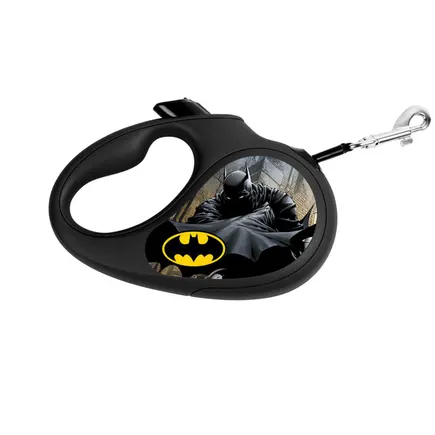 Повідець-рулетка для собак WAUDOG R-leash, малюнок "Бетмен Чорний", L, до 50 кг, 5 м, світловідбиваюча стрічка чорний