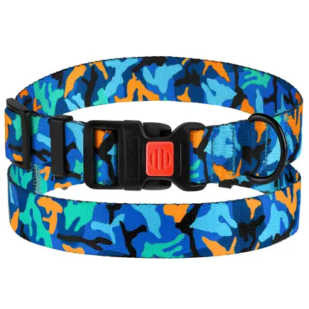 Нашийник для Собак BronzeDog Urban Camo Нейлоновий з Пластиковою Пряжкою Синій S