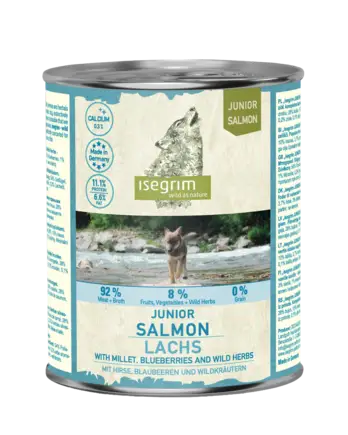 ISEGRIM Junior Salmon with Millet, Blueberries & Wild Herbs 800 г. Вологий корм для собак. Лосось з просом, чорницею