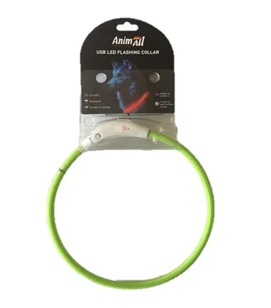 Нашийник AnimAll LED для собак, розмір L, 70 см, зелений