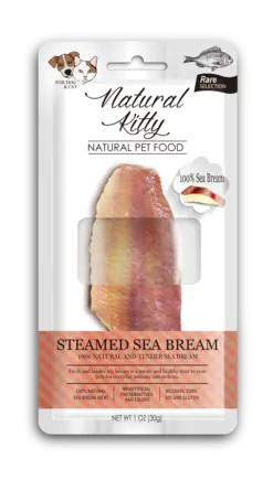 Natural Kitty Original Series STEAMED SEA BREAM Ласощі для котів та собак у вигляді шматочків морського ляща приготованих на пару 30г