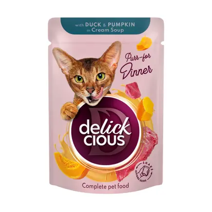 DELICKCIOUS Смужки з качкою та гарбузом в крем супі, 0,085 кг