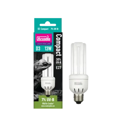 ARCADIA MINI TRIPLE U D3 7% UVB SCREW IN COMPACT 13 WATT (R2100280) ультрафіолетова лампа для рептилій