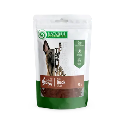 Ласощі для собак, шматочки з качки, Nature's Protection mini Duck dices, 75 г