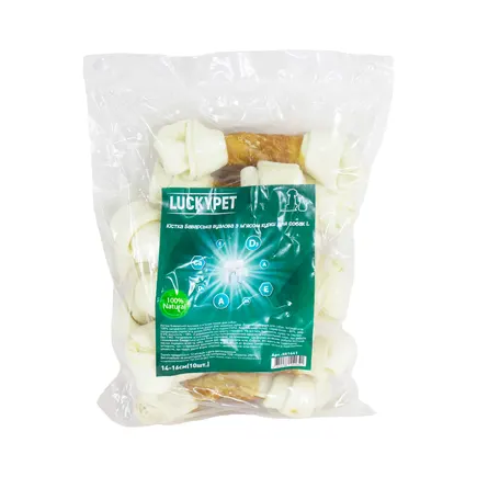Кістка Баварська вузлова №4 L + м'ясо курки, 17-19 см, 10шт/уп, Lucky Pet