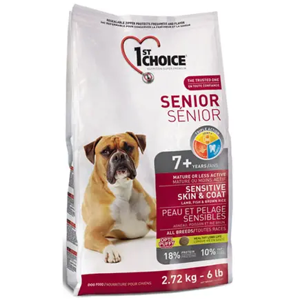 1st Choice Senior Sensitive Skin&Coat Lamb&Fish ФЕСТ ЧОЙС СЕНЬЙОР ЯГНЯ РИБА сухий суперпреміум корм для літніх або малоактивних собак 2,72 кг