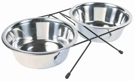 Миски Trixie для собак, на підставці, металеві, 20 см, 2х1.8 л