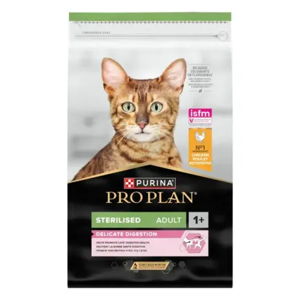 Pro Plan Sterilised Adult Delicate Digestion Сухий корм для дорослих стерилізованих котів з чутливам травленням, курка, 10 кг