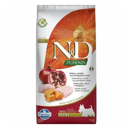 Фарміна дог сух пробник N&D Grain Free PUMPKIN CHICKEN & POMEGRANATE ADULT MINI 100 gr