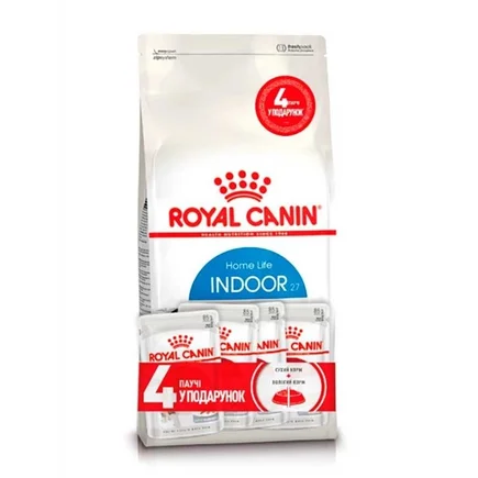 Сухий корм Royal Canin INDOOR для котів всіх порід 2 кг + 4 WET