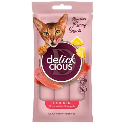 DELICKCIOUS Кремові ласощі з куркою та ананасом для котів (4х0,015 кг) 0,06 кг