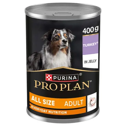 Вологий корм для дорослих собак Purina Pro Plan Adult шматочки в желе, з індичкою 400 г