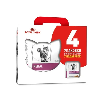 Дієтичний сухий корм Royal Canin RENAL CAT 2 кг + 4 паучі