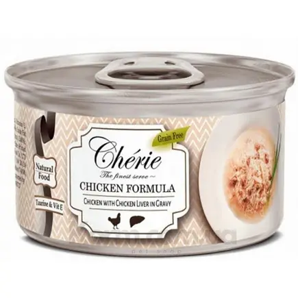 Cherie Signature Gravy Shredded chicken with chicken liver entreesin вологий корм зі шматочками м'яса курки та курячої печінки в соусі, 80 г