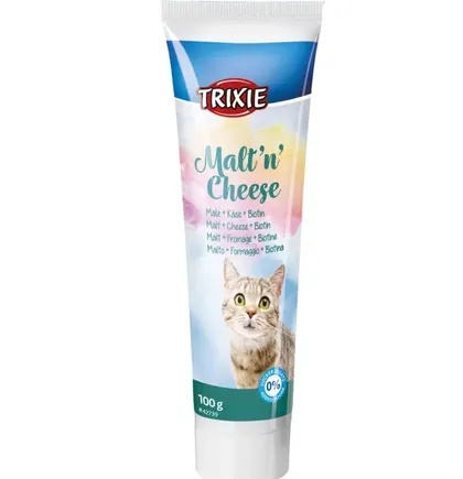 Trixie Malt and Cheese Anti-Hairball паста для виводу грудок шерсті, 100г