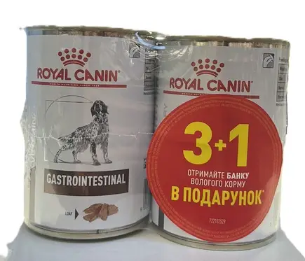 Дієтичний вологий корм Royal Canin GASTROINTESTINAL DOG (паштет) для собак 400 г 3+1