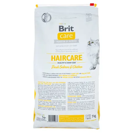 Сухий корм Brit Care Cat GF Haircare Healthy & Shiny Coat для котів, догляд за шкірою і шерстю, лосось та курка, 7 кг: додаткове фото 3