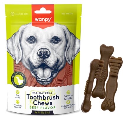 Wanpy Toothbrush Chews Beef ВАНПІ ЗУБНА ЩІТКА жувальні ласощі зі смаком яловичини для собак 0,1 кг