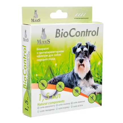 Біо контроль (BioControl) біокраплі з протипаразитарним ефектом для собак середніх порід 1,5 мл, MODES
