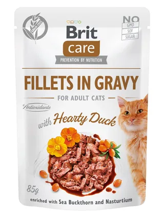 Вологий корм Brit Care Cat Pouch для котів, філе в соусі, качка, 85 г
