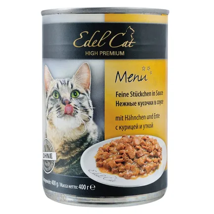 Вологий корм Edel Cat для котів, з куркою та качкою, 400 г