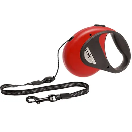 Flamingo Dogx2GO Cord М ФЛАМІНГО КОРД повідець рулетка для собак до 20кг, світловідбивний шнур 8м Червоний