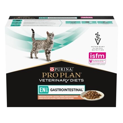 Вологий дієтичний корм PRO PLAN VETERINARY DIETS EN Gastrointestinal для кошенят та дорослих котів  для зменшення розладів кишкової абсорбції та годівлі у період відновлення, одужання з лососем 10х85 г