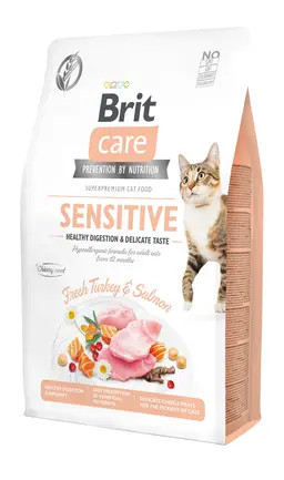 Сухий корм Brit Care Cat GF Sensitive HDigestion & Delicate Taste для котів з чутливим травленням, індичка та лосось, 2 кг