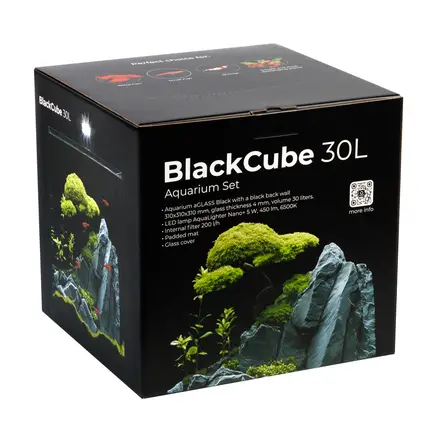 Акваріумний набір BlackCube 30 літрів, з чорною задньою стінкою, 31х31х31 см, скло 4 мм: додаткове фото 2