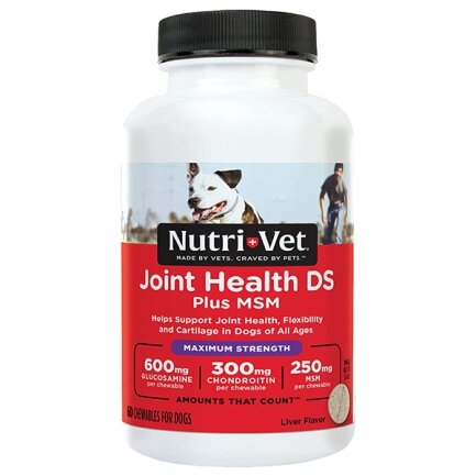 Nutri-Vet Joint Health DS Plus MSM Maximum Strength НУТРІ-ВЕТ ЗДОРОВ’Я СУСТАВІВ МАКСИМУМ жувальні таблетки з глюкозаміном, хондроїтином, МСМ, марганцем для собак 60 табл.