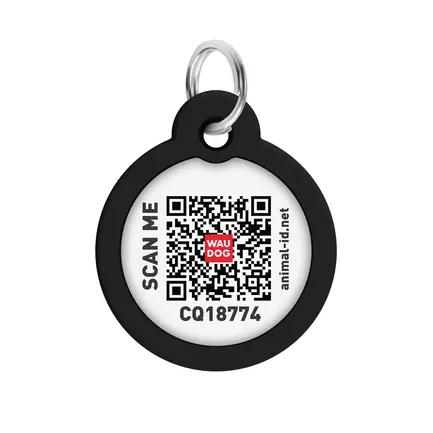 Адресник для собак і котів металевий WAUDOG Smart ID з QR паспортом, малюнок "Леопард", коло, Д 30 мм: додаткове фото 3