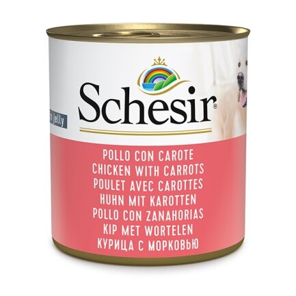 Schesir Chicken With Carrots ШЕЗІР КУРКА З МОРКВОЮ в желе натуральні консерви для собак, вологий корм, банка 285г 0,285 кг
