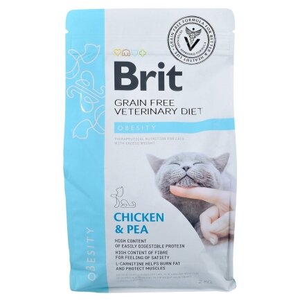 Сухий корм Brit GF VetDiet Cat Obesity для котів, при зайвій вазі та ожирінні, з куркою та горохом, 2 кг — Фото 2