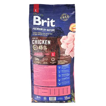 Сухий корм Brit Premium Dog Junior L для цуценят та юніорів великих порід, з куркою, 15 кг: додаткове фото 4