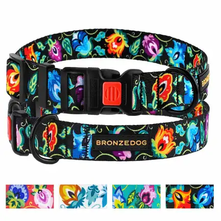 Нашийник для собак BronzeDog Urban Folk нейлоновий із пластиковою пряжкою чорний S: додаткове фото 4
