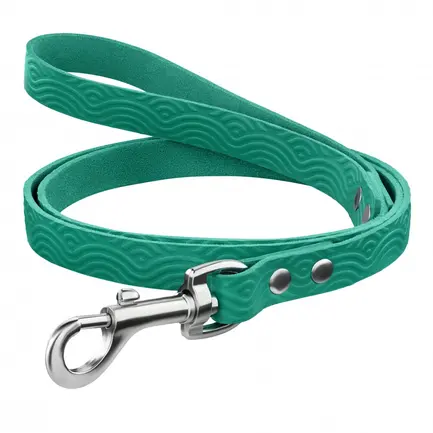 Повідець для Собак Шкіряний BronzeDog Classic з тисненням Бірюзовий 2XS