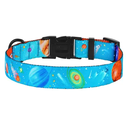 Нашийник для собак BronzeDog Urban Cosmos нейлоновий з металевою пряжкою Блакитний XL: додаткове фото 3