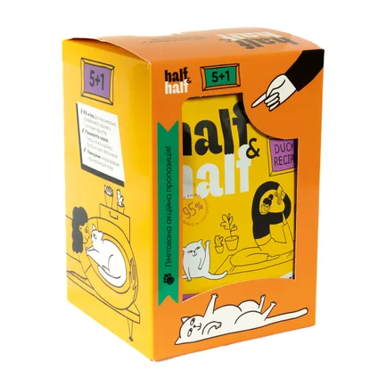 Набір вологих кормів Half&Half "5+1" для дорослих котів, шматочки з качкою у соусі, паучі, 6 шт*100 г: додаткове фото 2