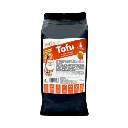 Грудкуючий наповнювач Tofu Premium персик 4л, ПетСаніт (PetSanit), MODES
