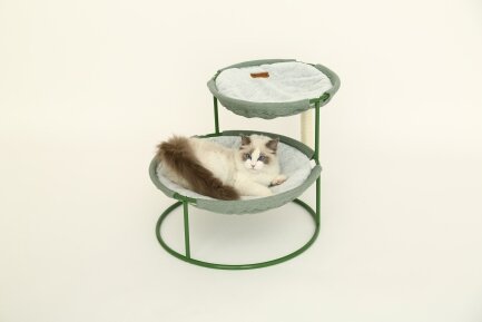 Подвійний лежак для домашніх тварин MISOKO Pet bed, round, double, steel frame, 70x50x40 cm, light green — Фото 3