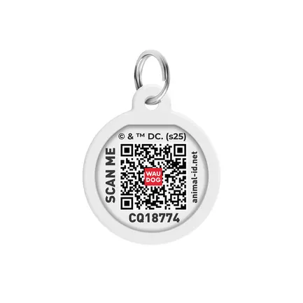 Адресник для собак і котів металевий WAUDOG Smart ID з QR паспортом, малюнок "Супермен ретро", коло, Д 25 мм: додаткове фото 3