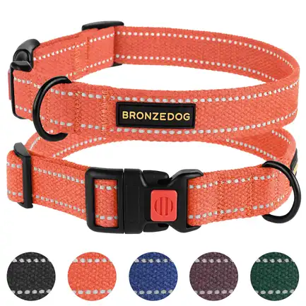 Нашийник для собак Bronzedog Сotton рефлекторний бавовняний брезент XL: додаткове фото 6