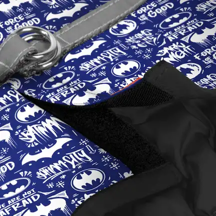 Шлея для собак м'яка WAUDOG Clothes з QR паспортом, малюнок "Бетмен біло-блакитний", XS2, В 28-31 см, С 20-22 см: додаткове фото 3