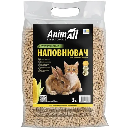 AnimAll Наповнювач кукурудзяний для туалетів домашніх тварин, 3кг