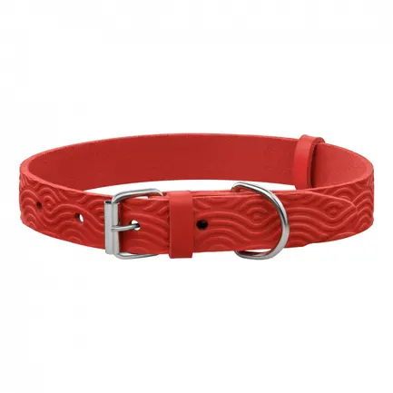 Нашийник для Собак Шкіряний BronzeDog Classic з тисненням Червоний S: додаткове фото 2