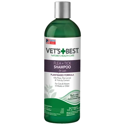 VET`S BEST Flea&Tick Shampoo for Cats Шампунь від бліх та кліщів 355 мл