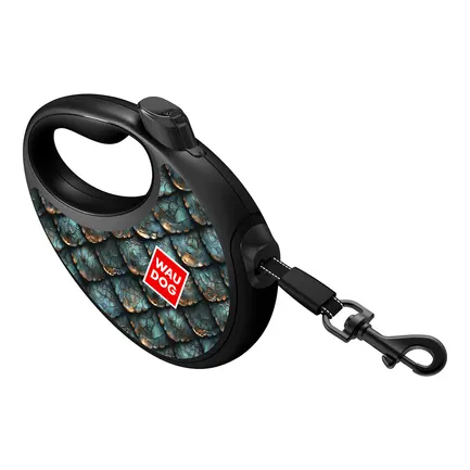 Повідець-рулетка для собак WAUDOG R-leash з контейнером для пакетів, малюнок "Луска", світловідбивна стрічка, S, до 12 кг, 3 м: додаткове фото 5