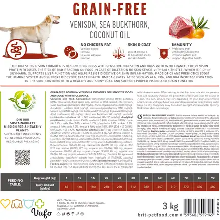 Сухий корм Brit Care Dog Grain-free Sensitive для собак з чутливим травленням, беззерновий з олениною, 3 кг: додаткове фото 7
