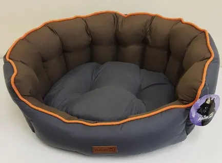 Лежанка AnimAll Royal Classic L GRAY - BEIGE для собак і котів, сіра, 59×53×20 см
