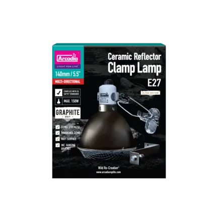 ARCADIA REFLECTOR CLAMP LAMP WITH CERAMIC HOLDER E27 14CM GRAPHITE (R2100070) світильник для тераріума